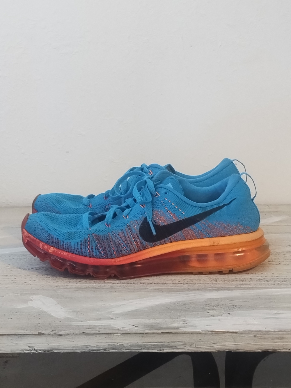 Nike Flyknit Max Vivid Blue / Orange Running Sports Shoe 620469-406